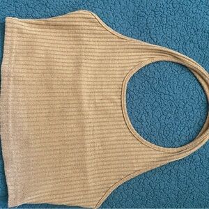 SHEIN Tan Ribbed Halter Top